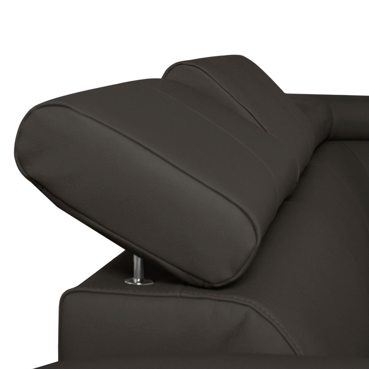 ECKSOFA Dunkelbraun Echtleder Lederlook  - Chromfarben/Dunkelbraun, Design, Leder/Textil (248/208cm) - Livetastic