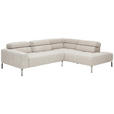 ECKSOFA Naturfarben Flachgewebe  - Chromfarben/Naturfarben, KONVENTIONELL, Textil/Metall (282/224cm) - Hom`in