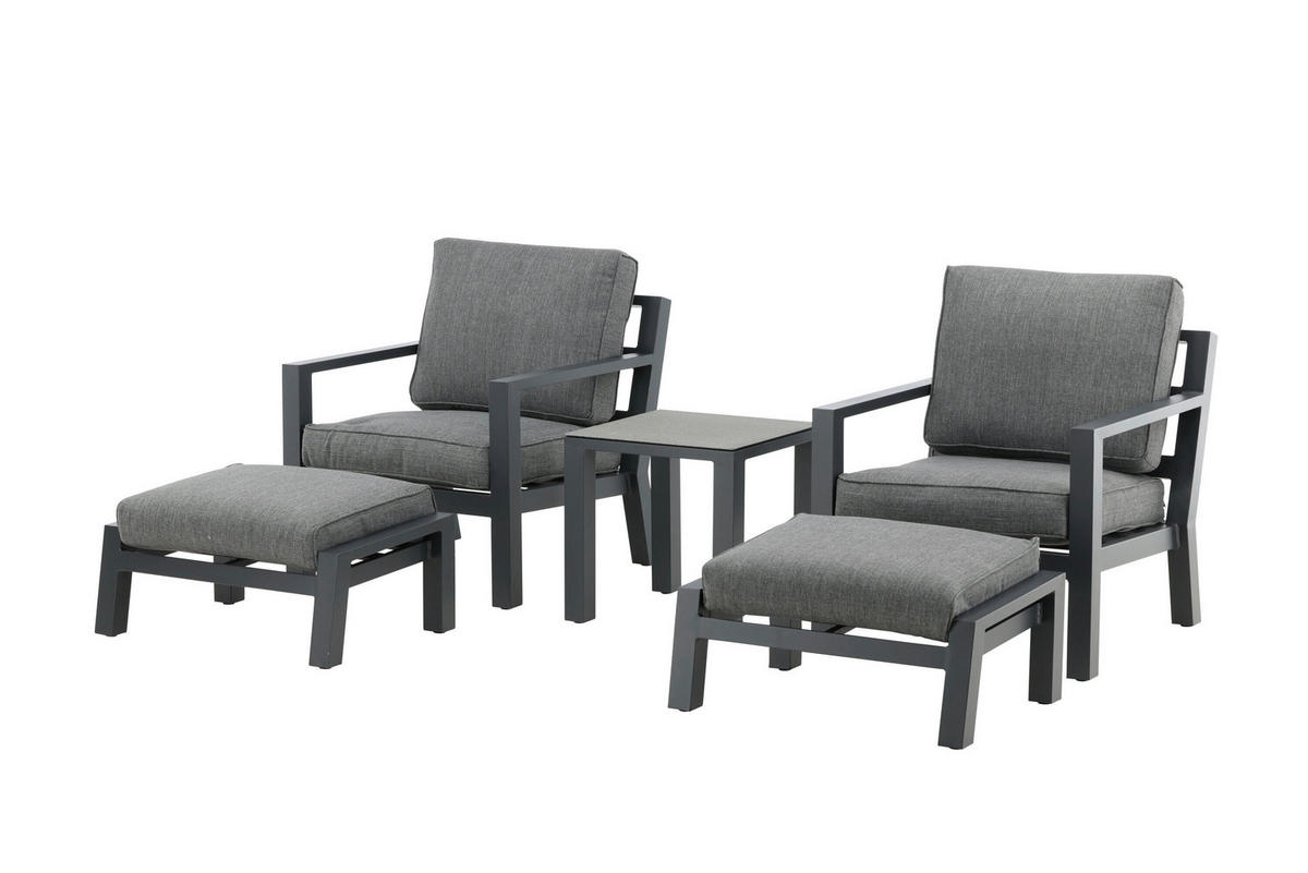 LOUNGEGRUPP aluminium  - grå/svart, Modern, metall/textil (75/77/87cm) - Gardenson