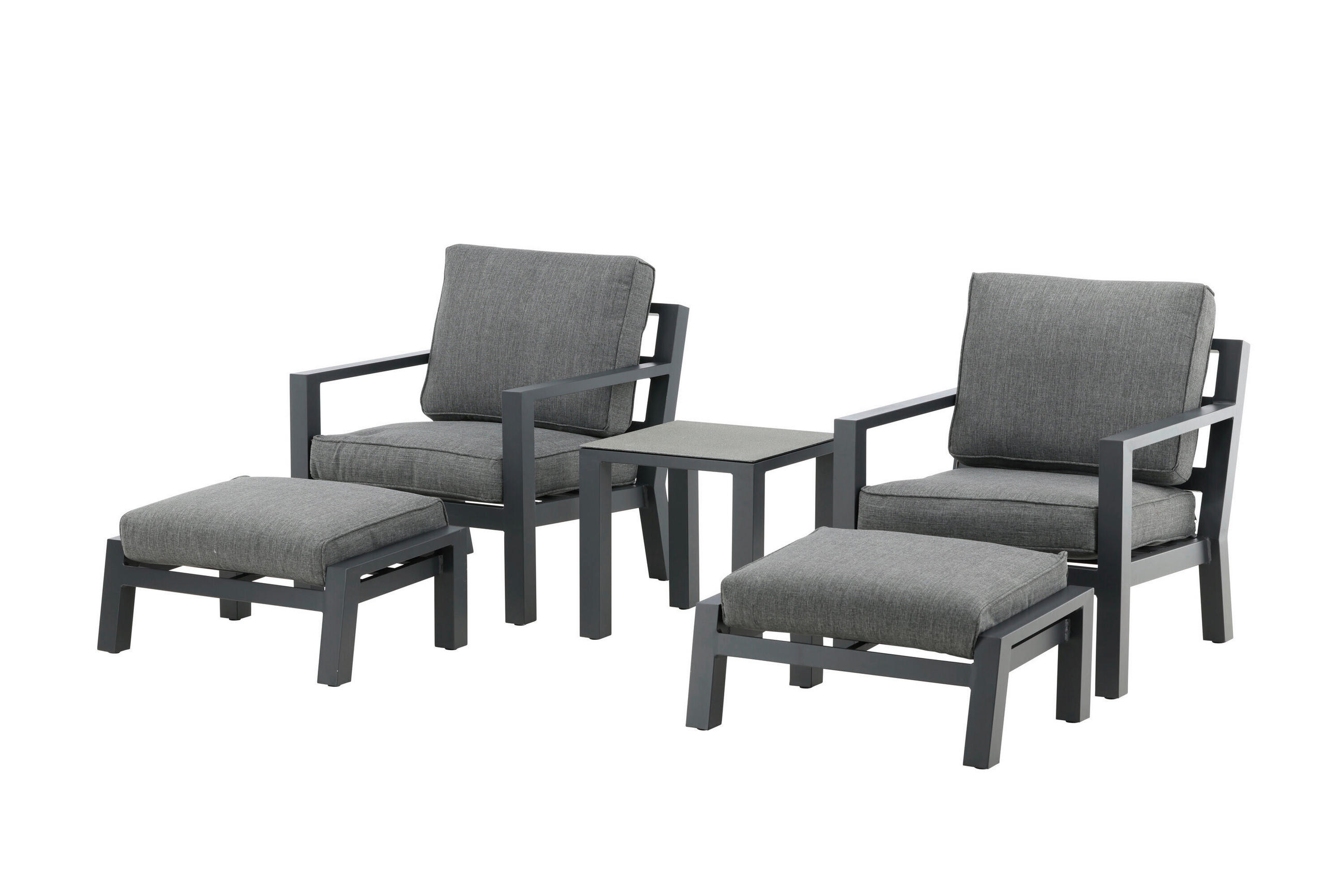 Gardenson Loungegarnitur Grau, Schwarz 75x77x87 cm