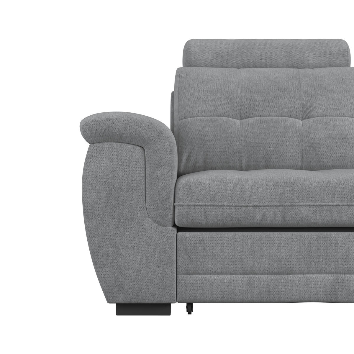 ECKSOFA Grau Mikrofaser, Struktur Bettkasten, Schlaffunktion, Rücken echt, Kopfteilverstellung, Kopfstütze  - Schwarz/Grau, KONVENTIONELL, Kunststoff/Textil (251/183cm) - MID.YOU