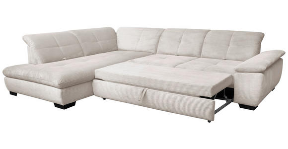 ECKSOFA in Cord Creme  - Creme/Schwarz, Design, Textil/Metall (242/313cm) - Xora