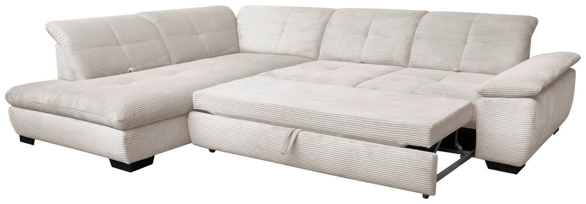 ECKSOFA in Cord Creme  - Creme/Schwarz, Design, Textil/Metall (242/313cm) - Xora