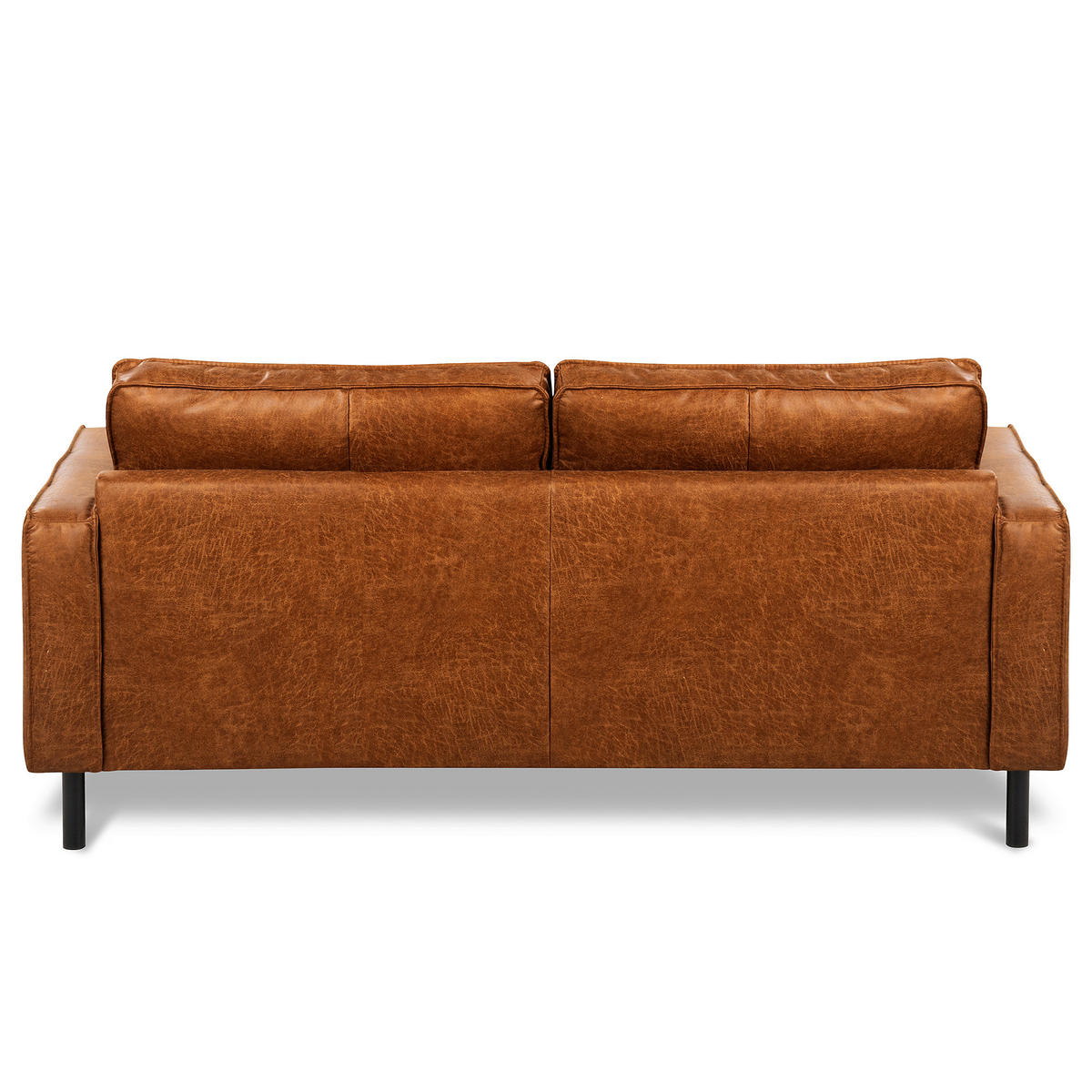 3-SITZER-SOFA Echtleder Lederlook Cognac  - Cognac/Schwarz, Design, Leder/Textil (188/85/92cm) - Livetastic