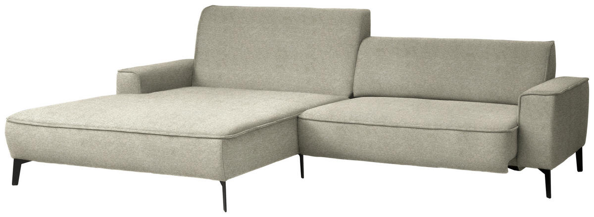 ECKSOFA in Flachgewebe Beige  190/285 cm  - Beige/Schwarz, Design, Textil/Metall (190/285cm) - Johann Jakob