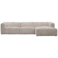 ECKSOFA in Cord Creme  - Creme/Schwarz, Design, Kunststoff/Textil (332/163cm) - Livetastic