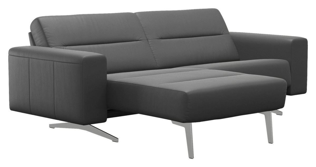 ECKSOFA Dunkelgrau Echtleder Rücken echt  - Chromfarben/Dunkelgrau, Design, Leder/Metall (165/228cm) - Stressless