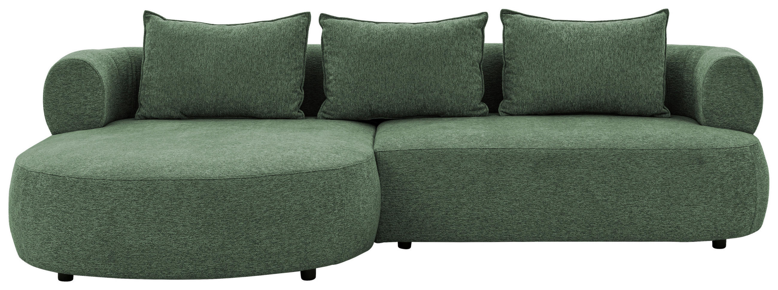 ECKSOFA in Chenille Grün  156/256 cm  - Schwarz/Grün, Design, Kunststoff/Textil (156/256cm) - Livetastic
