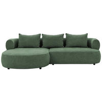 ECKSOFA in Chenille Grün  156/256 cm  - Schwarz/Grün, Design, Kunststoff/Textil (156/256cm) - Livetastic