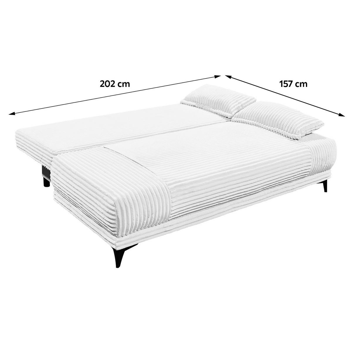 SCHLAFSOFA  mit Cord Weiß  - Schwarz/Weiß, KONVENTIONELL, Kunststoff/Textil (211/96/105cm) - Carryhome
