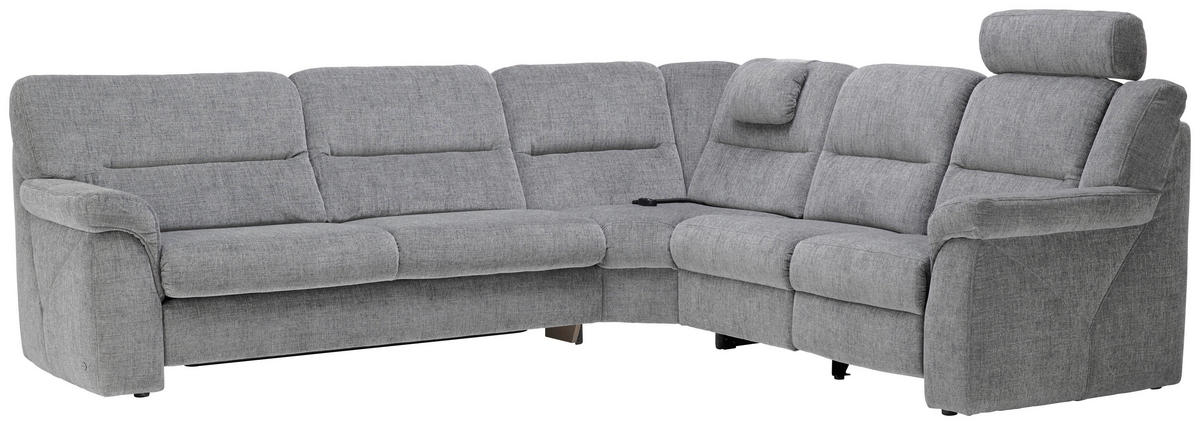 ECKSOFA in Chenille Grau  - Schwarz/Grau, Konventionell, Kunststoff/Textil (282/252cm) - Himolla