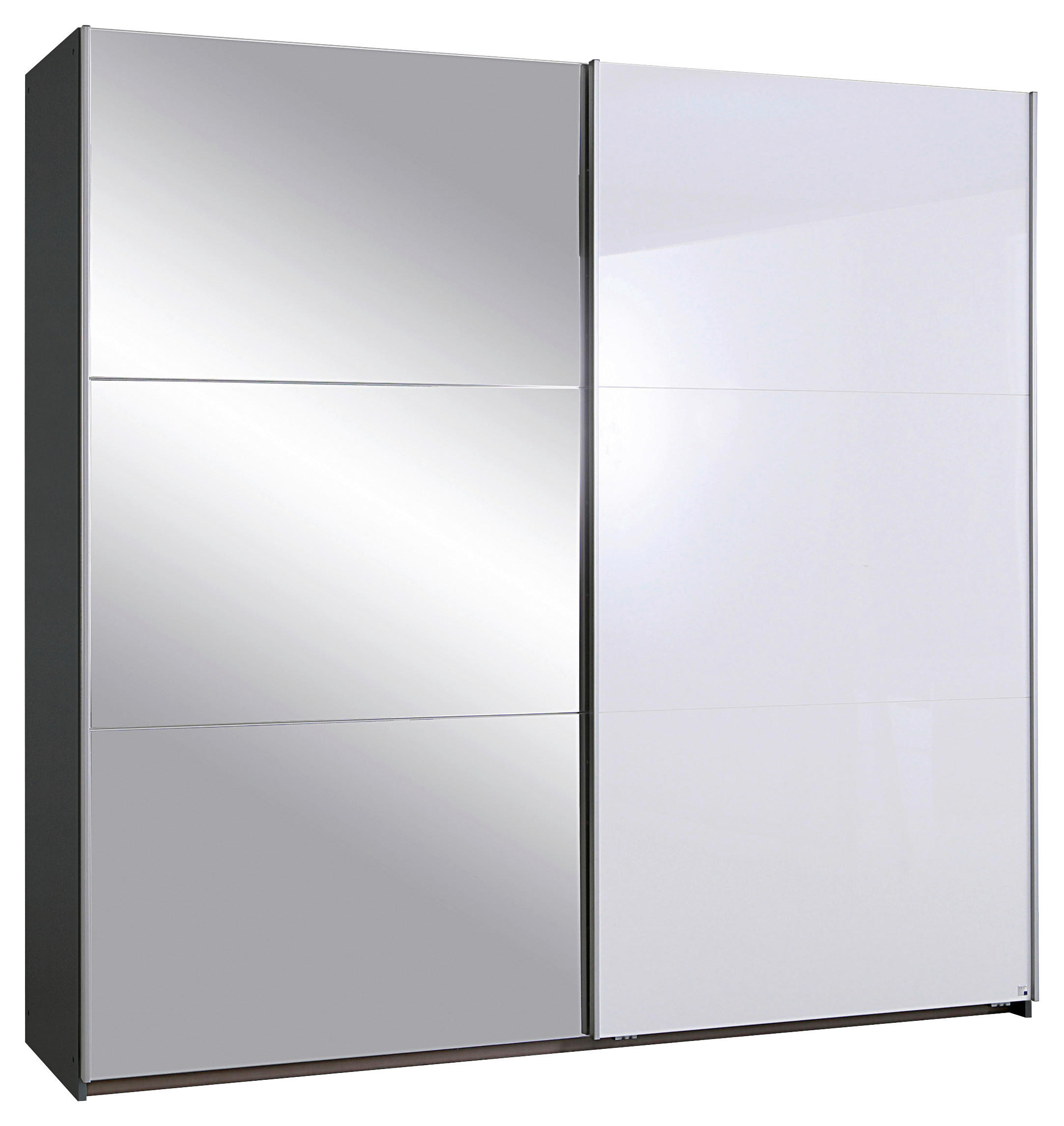 SCHWEBETÜRENSCHRANK Grau, Weiss  - Weiss/Alufarben, Konventionell, Glas/Holzwerkstoff (218/210/59cm) - Xora