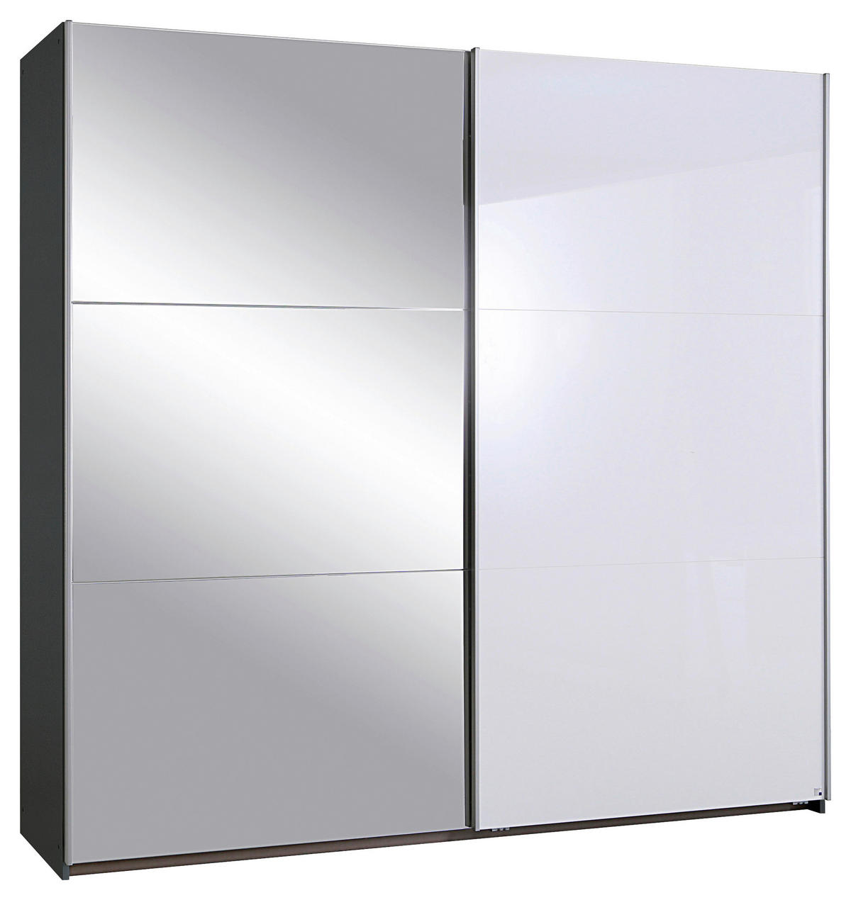 SCHWEBETÜRENSCHRANK  in Grau, Weiß  - Alufarben/Weiß, KONVENTIONELL, Glas/Holzwerkstoff (218/210/59cm) - Xora