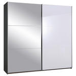 SCHWEBETÜRENSCHRANK  in Grau, Weiß  - Alufarben/Weiß, KONVENTIONELL, Glas/Holzwerkstoff (218/210/59cm) - Xora