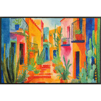 FUßMATTE 50/75 cm Casas de Colores  - Blau, Trend, Kunststoff/Textil (50/75cm) - wash+dry