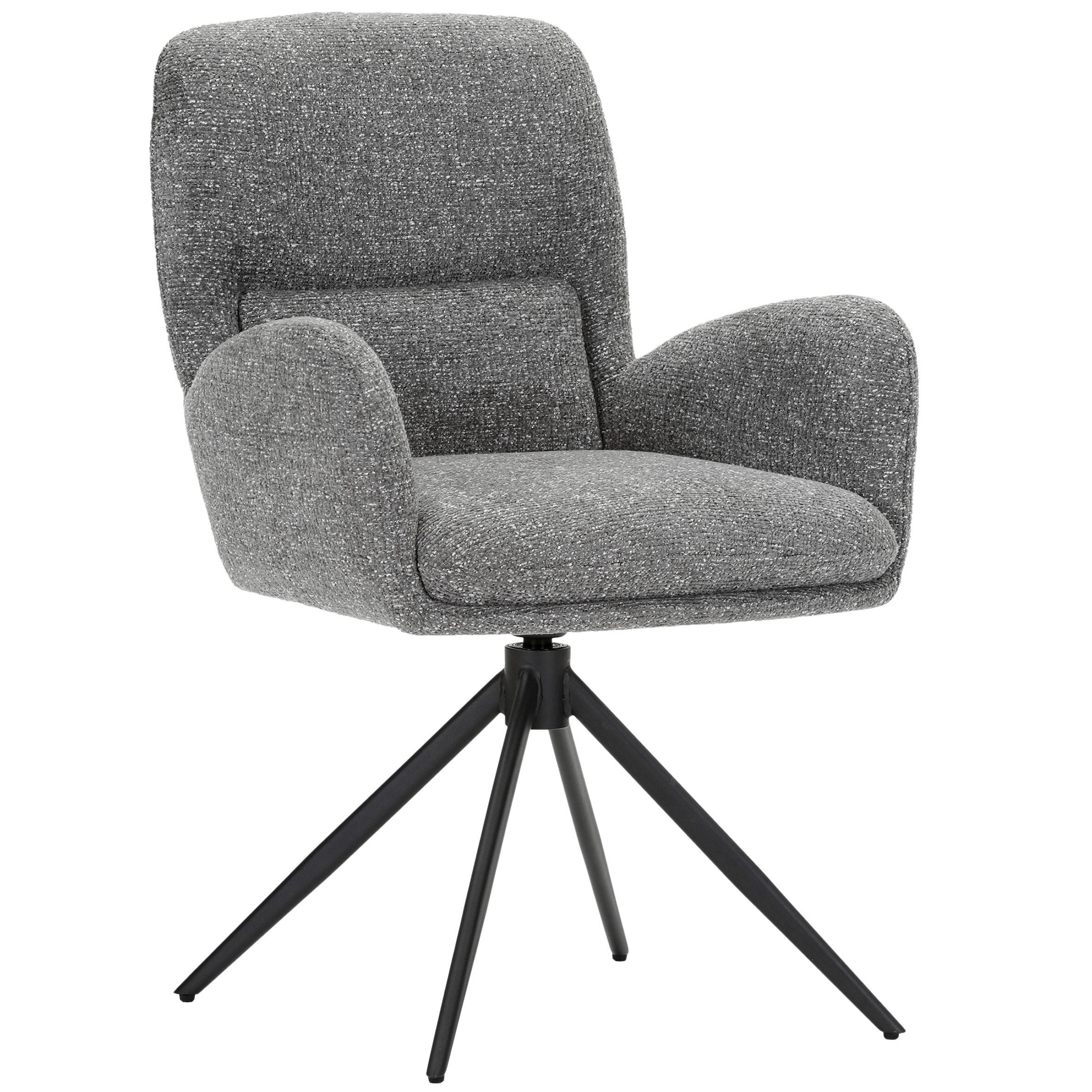 ARMLEHNSTUHL  Wippfunktion, Sitzfläche 360° drehbar, automatische Rückholfunktion Webstoff  Grau, Schwarz  - Schwarz/Grau, MODERN, Textil/Metall (63/91/65cm) - Hom`in