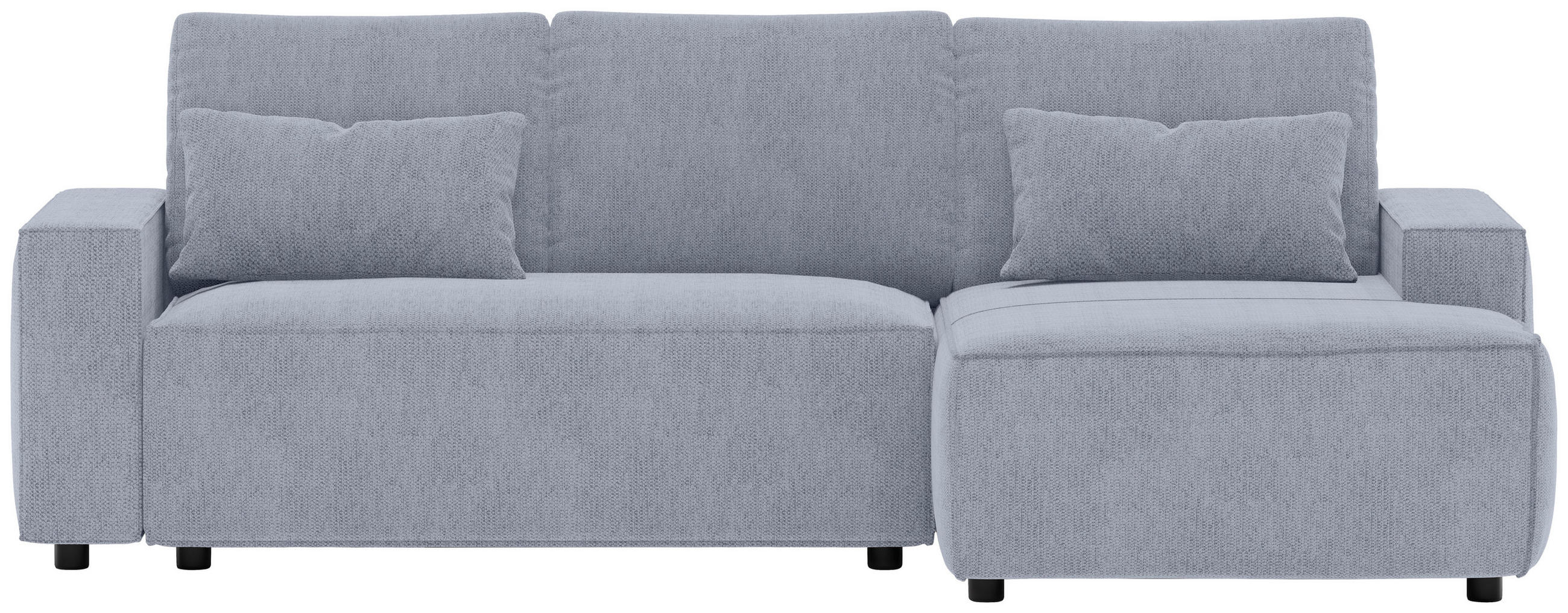 ECKSCHLAFSOFA  mit seitenverkehrt erhältlich, Rücken echt Chenille Hellblau  - Schwarz/Hellblau, MODERN, Kunststoff/Textil (247/154cm) - Livetastic
