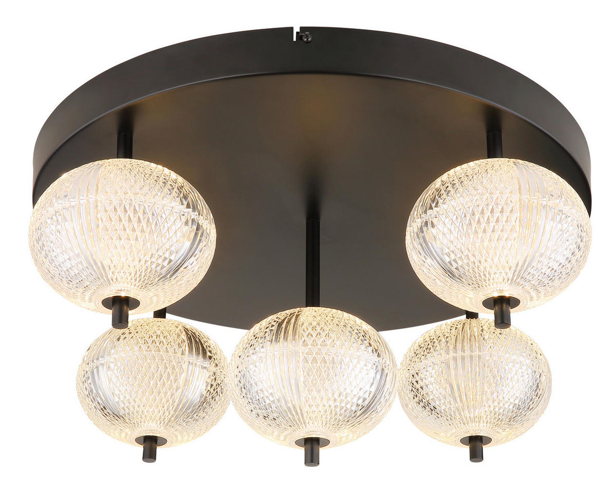 LED-TAKLAMPA 6 W 58/27 cm  - klar/svart, Klassisk, metall/plast (58/27cm) - Globo