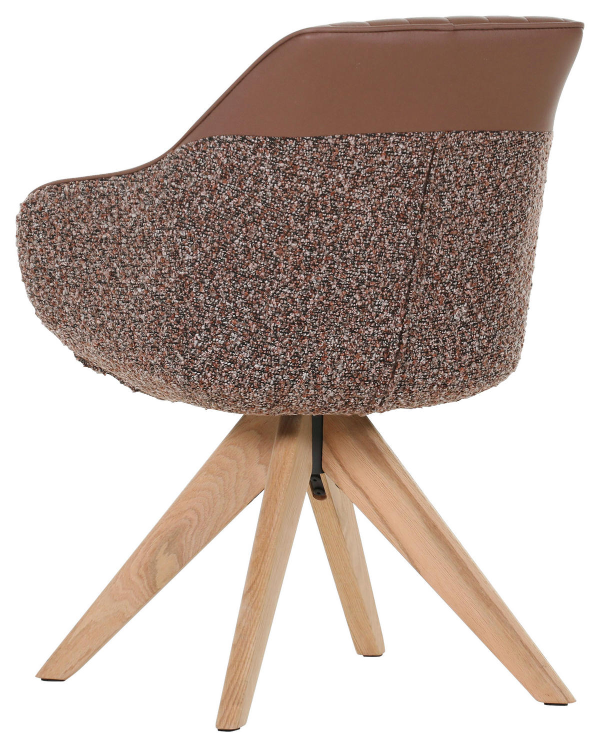 ARMLEHNSTUHL  in Chenille, Lederlook  - Eichefarben/Cognac, KONVENTIONELL, Holz/Textil (60/83/65cm) - home24