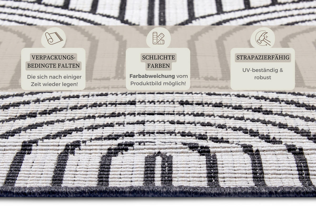 OUTDOORTEPPICH 80/150 cm Pangli Schwarz, Weiß  - Schwarz/Weiß, Design, Kunststoff (80/150cm)