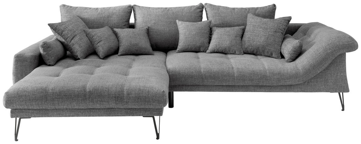 ECKSOFA in Mikrofaser Grau  - Schwarz/Grau, Konventionell, Textil/Metall (192/310cm) - Livetastic