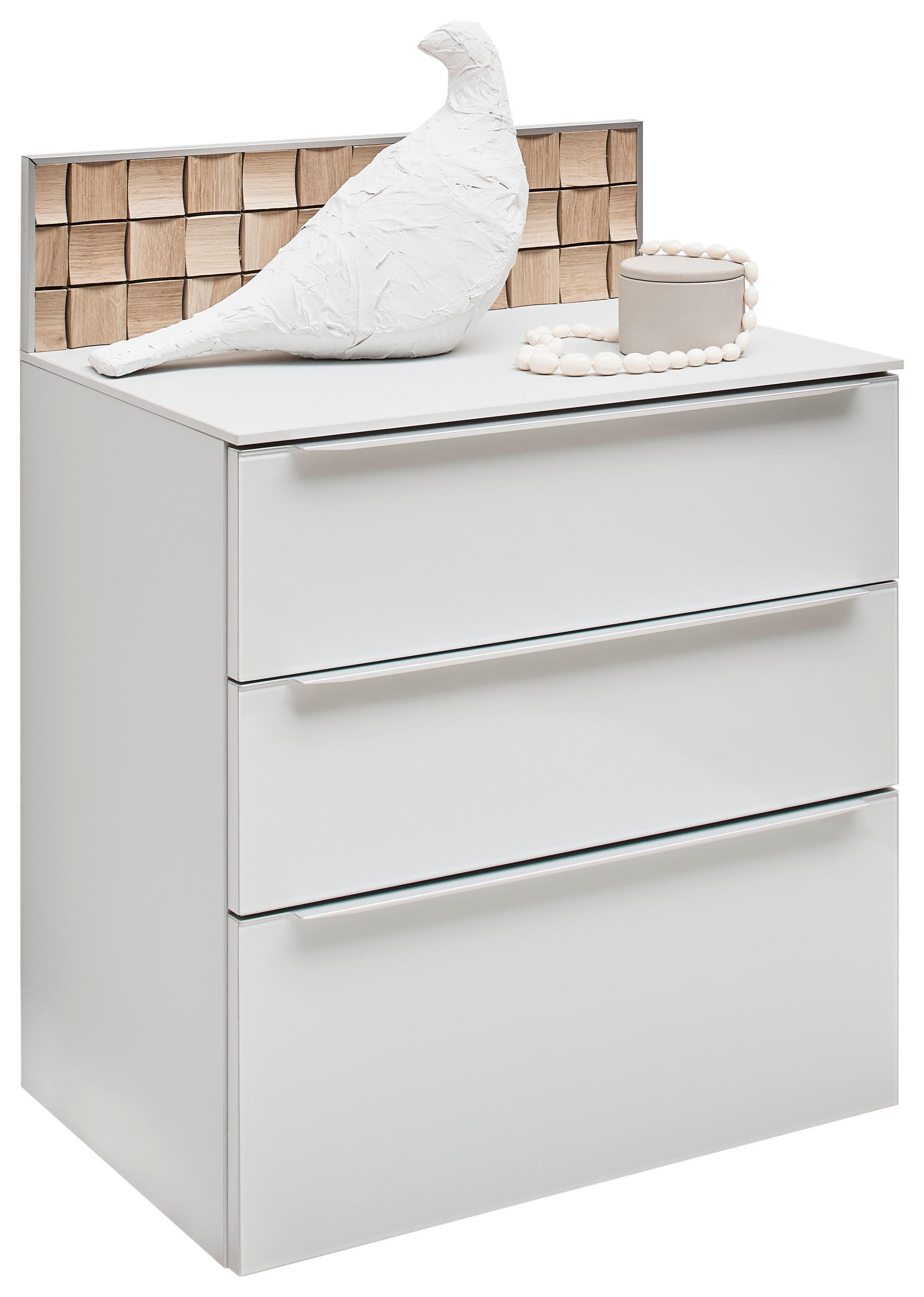 NACHTKÄSTCHEN in massiv Eiche Grau, Eichefarben  - Eichefarben/Alufarben, Design, Glas/Holz (58/62,5/40cm) - Dieter Knoll