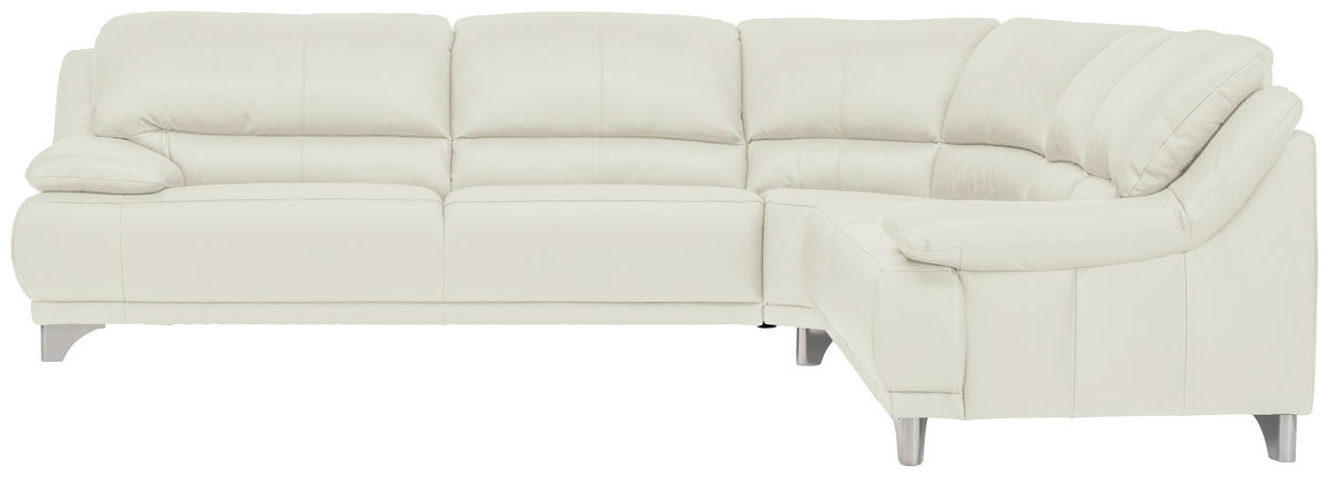 ROHOVÁ SEDACIA SÚPRAVA, koža, biela - biela, Design, kov/koža (290/253cm) - Xora