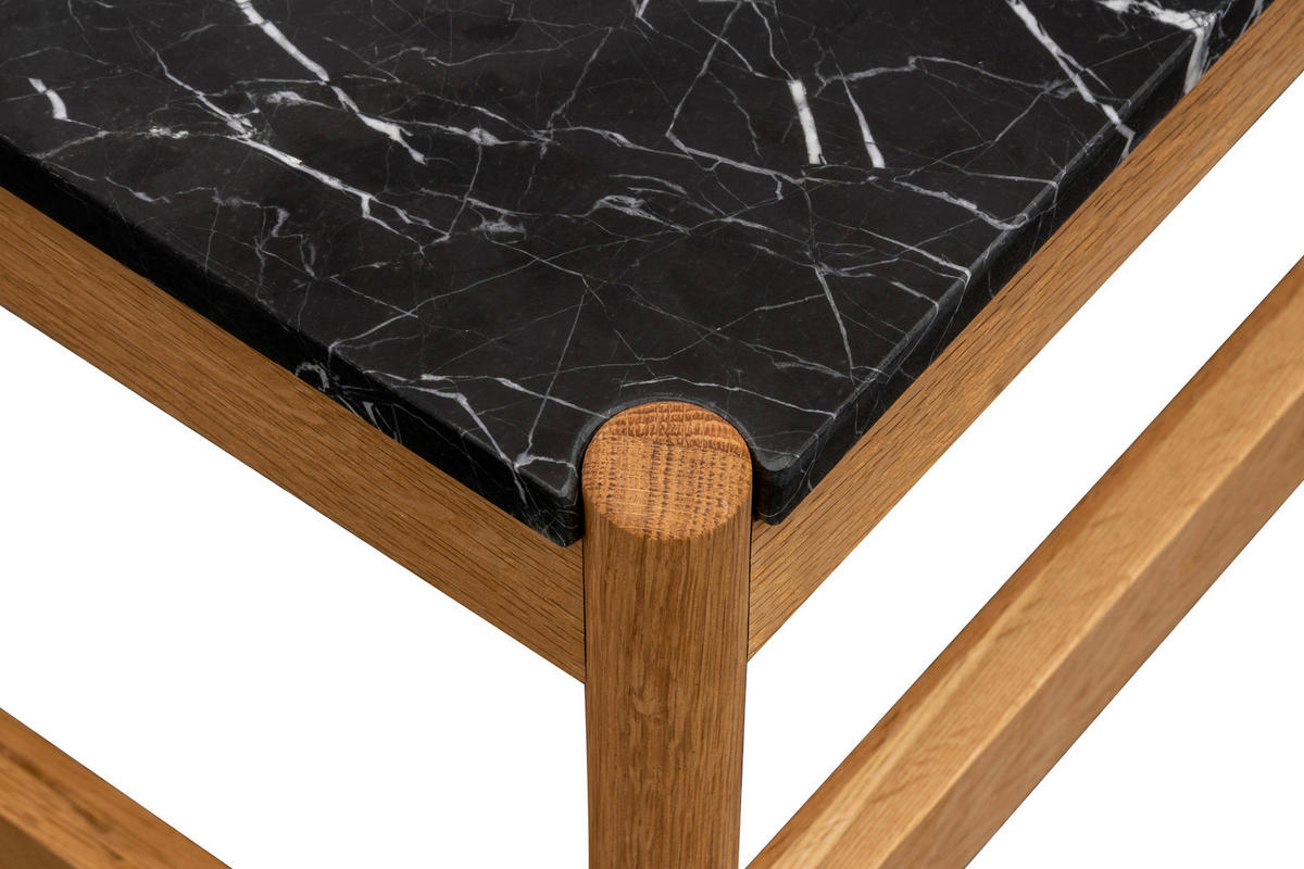 COUCHTISCH Eiche massiv Schwarz  - Schwarz/Naturfarben, MODERN, Holz/Stein (60/42/40cm) - MID.YOU