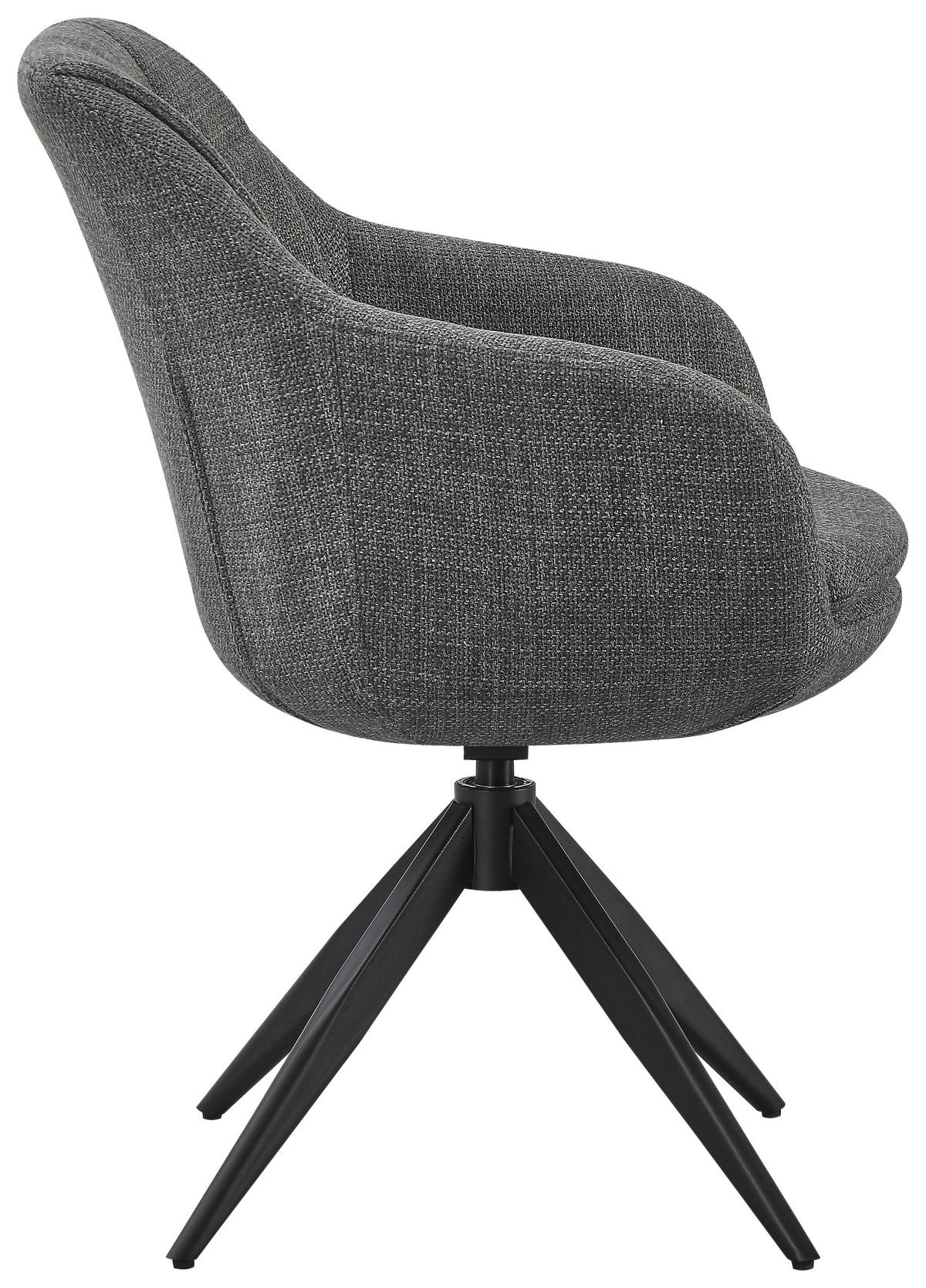 ARMLEHNSTUHL  Sitzfläche 360° drehbar, automatische Rückholfunktion Webstoff  Schwarz, Dunkelgrau  - Dunkelgrau/Schwarz, Design, Textil/Metall (63/83/61cm) - Novel