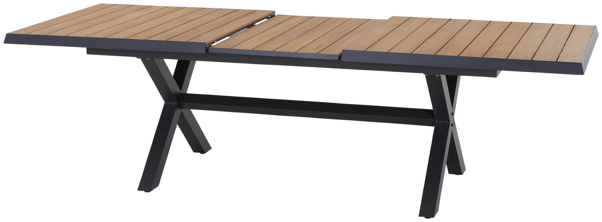 GARTENTISCH 160-200/90/77 cm Metall rechteckig  - Anthrazit/Teakfarben, Basics, Holz/Metall (160-200/90/77cm) - Siena Garden