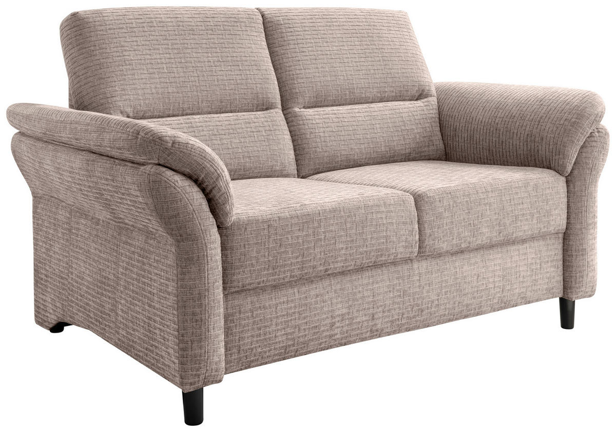 2-SITZER-SOFA in Mikrofaser Beige  - Beige/Schwarz, Modern, Holz/Textil (147/90/89cm) - Livetastic