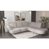 ECKSOFA DANCE E Silberfarben Chenille  - Silberfarben/Schwarz, MODERN, Textil/Metall (302/270cm) - Sit & More