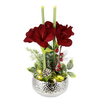 AMARYLLIS  - Silberfarben/Dunkelrot, KONVENTIONELL, Keramik/Textil (17/40cm)