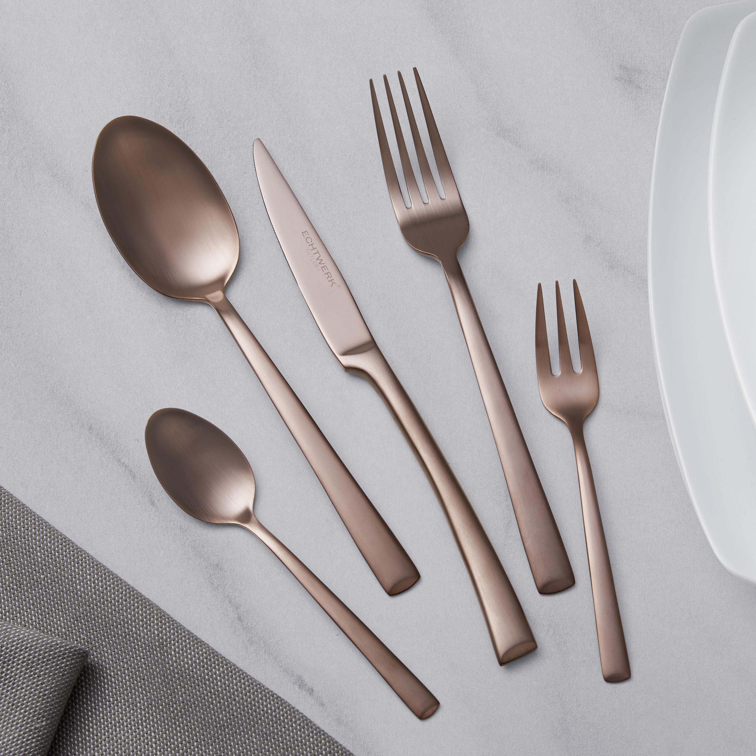 BESTECKSET 30-teilig Edelstahl  - Bronzefarben, MODERN, Metall - Echtwerk