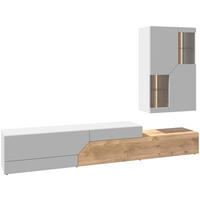WOHNWAND 2-teilig  Weiss, Wildeiche 288/194/44,5 cm  - Wildeiche/Weiss, Design, Glas/Holz (288/194/44,5cm) - Voglauer