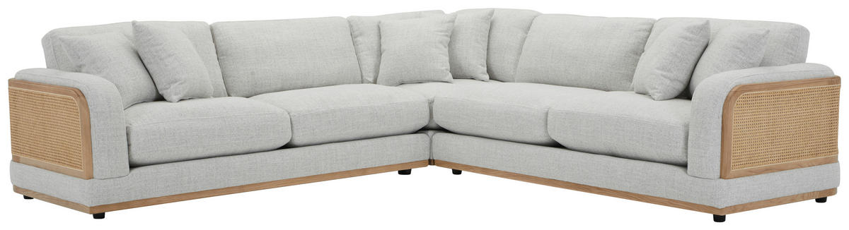 ECKSOFA WIENER GEFLECHT Hellgrau Flachgewebe  - Hellgrau/Schwarz, LIFESTYLE, Holz/Kunststoff (294/294cm) - Livetastic