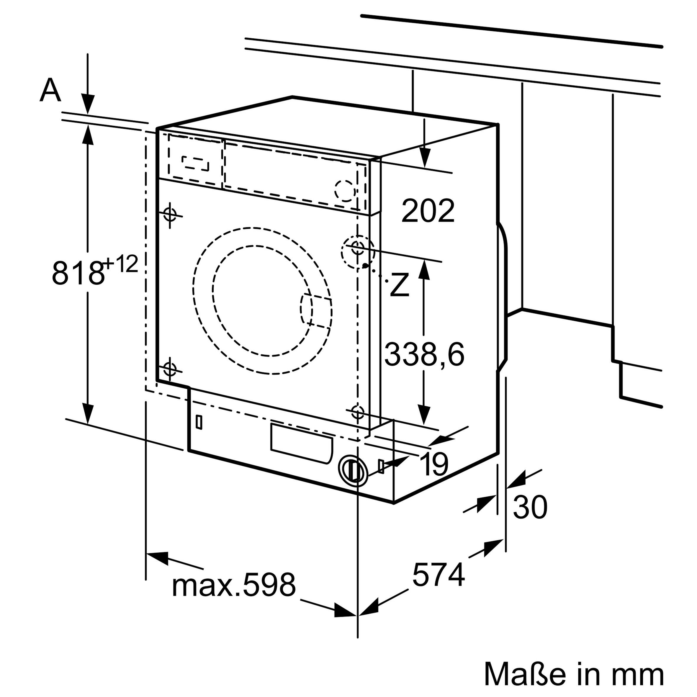 EINBAUWASCHMASCHINE WIW28443  - Weiß, Basics, Metall (59,6/81,8/54,4cm) - Bosch