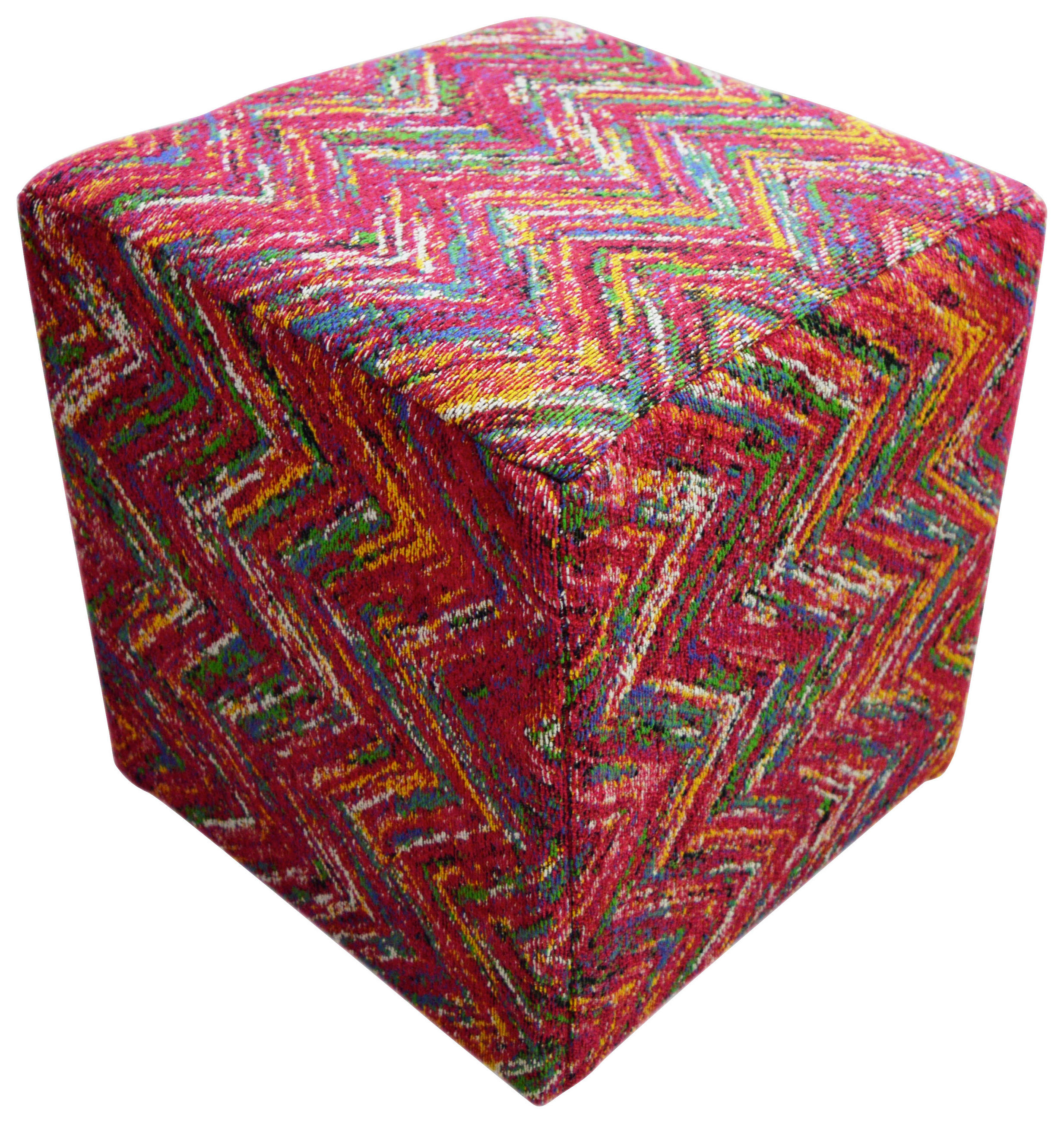 POUF in Blau, Gelb, Grün, Rot  - Blau/Gelb, Design (42/42/45cm) - Kayoom