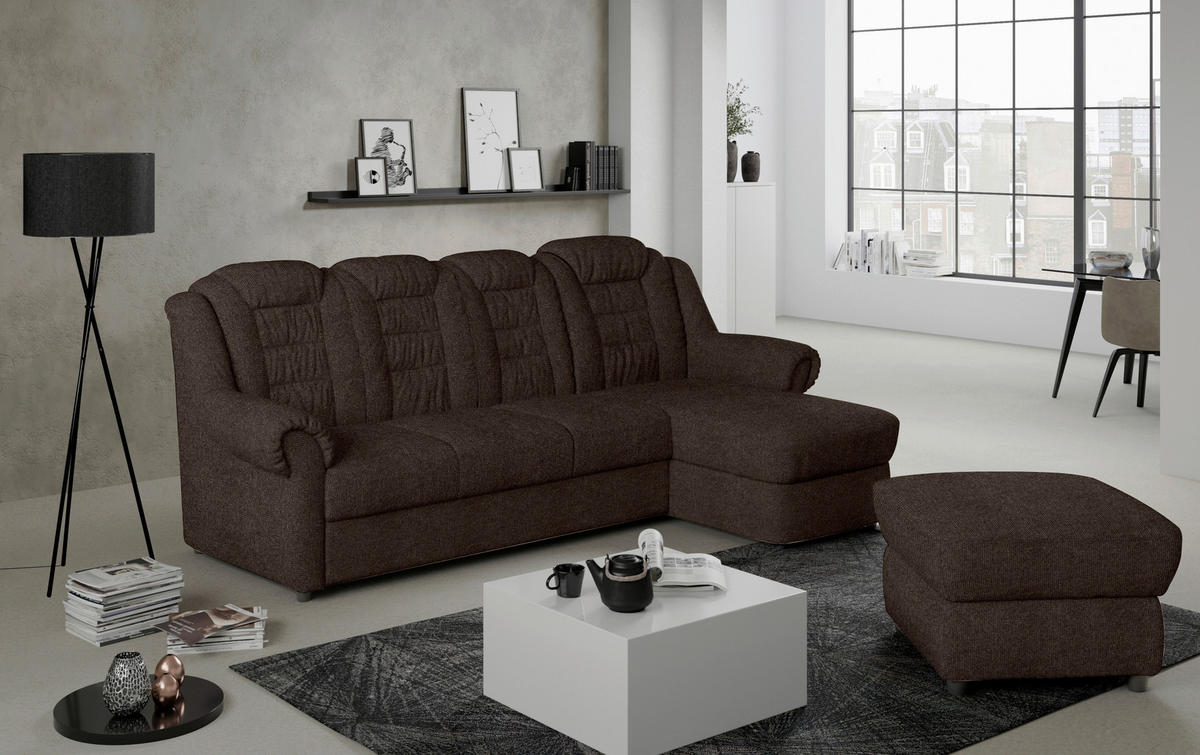ECKSOFA Braun Chenille  - Schwarz/Braun, KONVENTIONELL, Kunststoff/Textil (262/165cm) - Livetastic