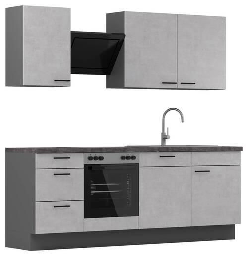 KÜCHENBLOCK 230 cm   in Graphitfarben, Hellgrau  - Dunkelgrau/Hellgrau, MODERN, Holzwerkstoff/Metall (230cm) - Xora