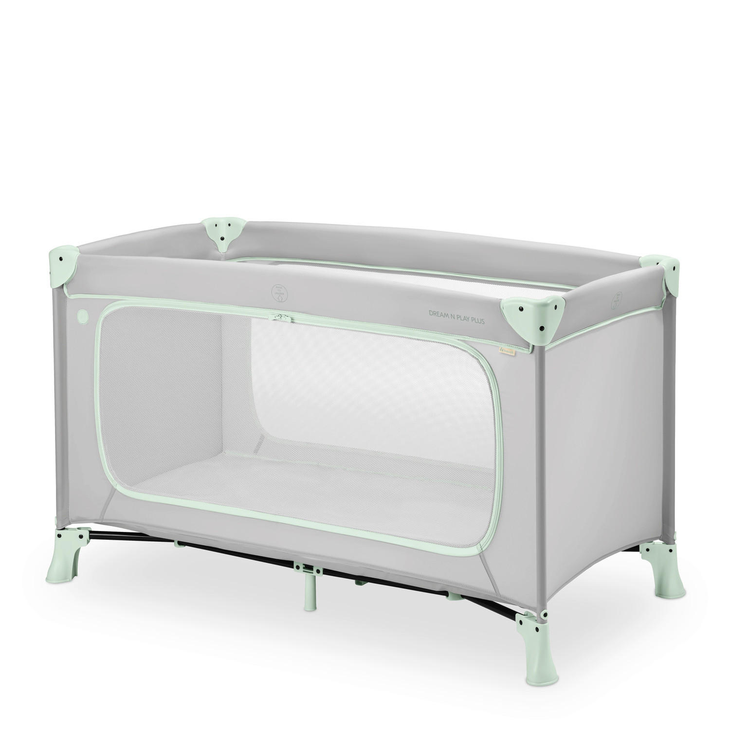 REISEBETT Dream N Play Plus   - Greige/Mintgrün, Basics, Kunststoff/Textil (65/76/125cm) - Hauck