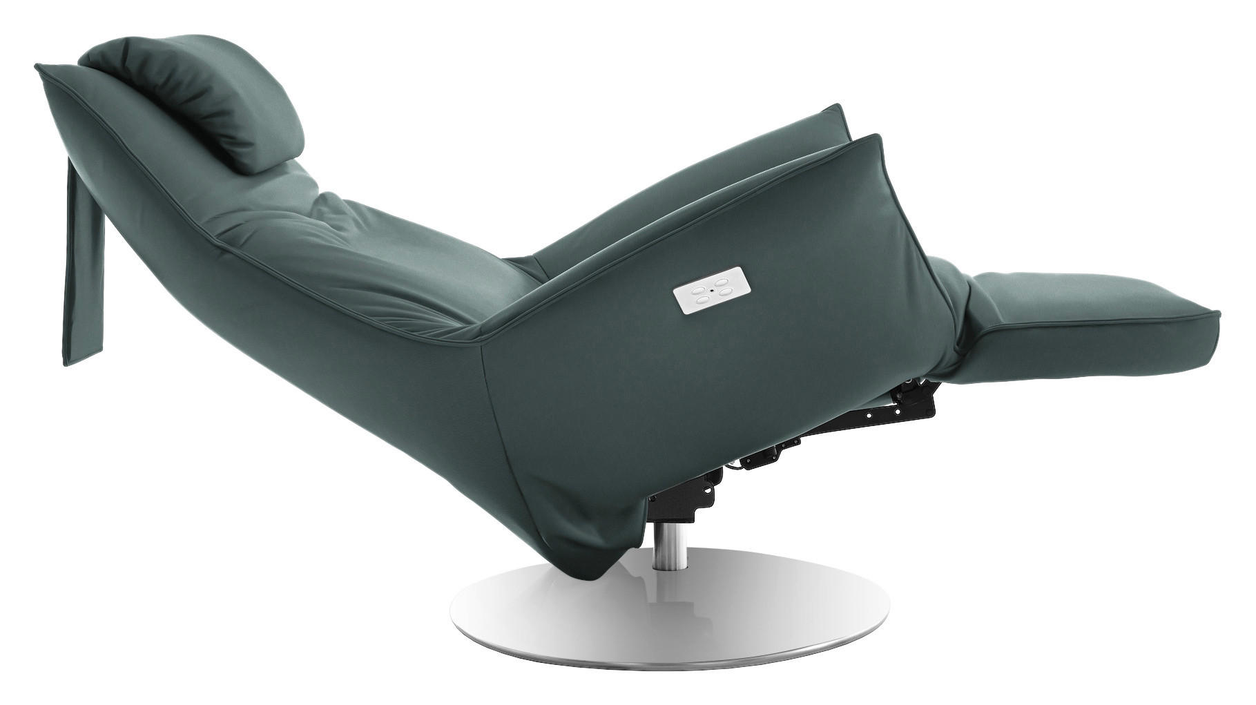 RELAXSESSEL in Leder Blaugrau  - Edelstahlfarben/Blaugrau, Design, Leder/Metall (92/79/90cm) - Koinor