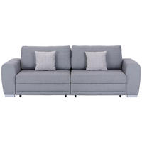 3-SITZER-SOFA Webstoff Grau  - Chromfarben/Grau, Design, Kunststoff/Textil (252/87/107cm) - Livetastic