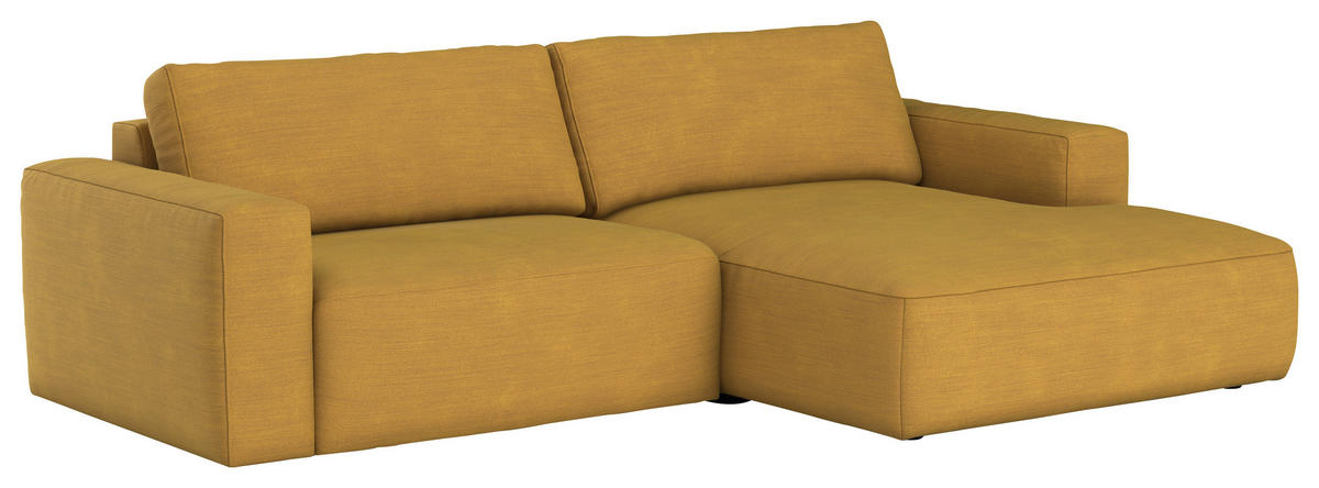 ECKSOFA in Webstoff Senfgelb  - Senfgelb/Schwarz, Modern, Kunststoff/Textil (283/175cm) - MID.YOU
