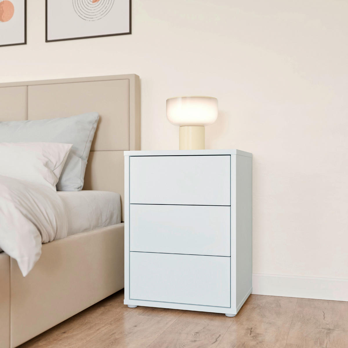 NACHTSCHRANK 50/69/42 cm  - Silberfarben/Hellgrau, Trend, Holzwerkstoff/Kunststoff (50/69/42cm) - Carryhome