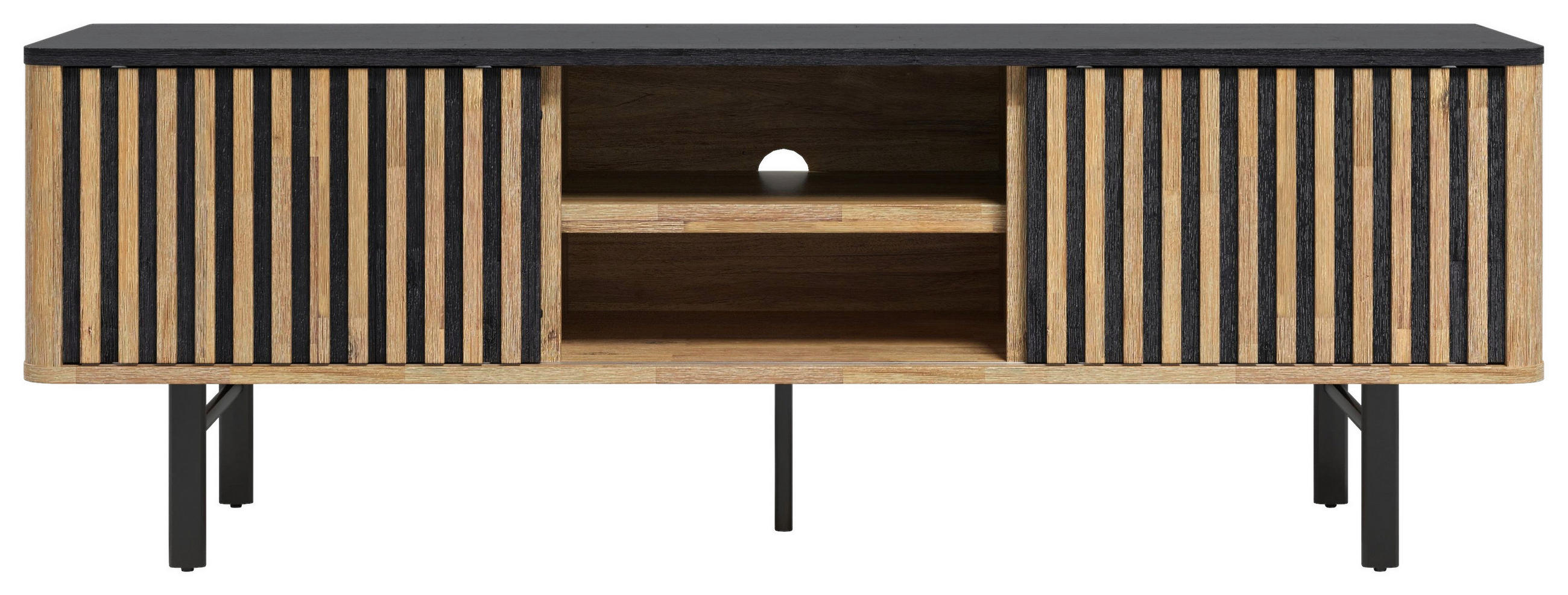 LOWBOARD  in 160/55/45 cm  - Schwarz/Akaziefarben, LIFESTYLE, Holz/Metall (160/55/45cm) - Landscape