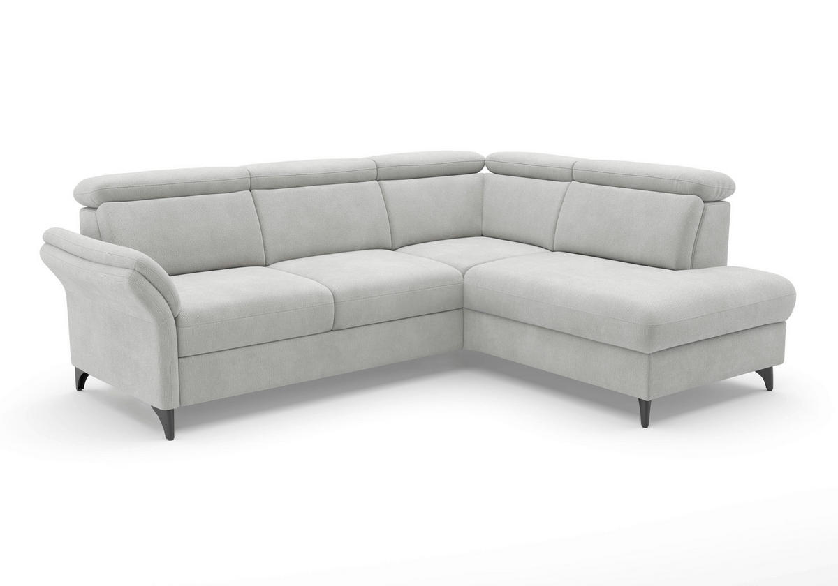 ECKSOFA Flachgewebe Silberfarben  - Silberfarben/Schwarz, Konventionell, Textil/Metall (247/193cm) - Sit & More