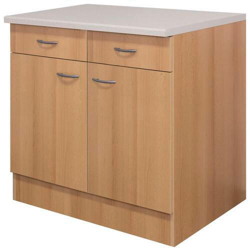 KÜCHENUNTERSCHRANK 100/85/57 cm  in Buchefarben  - Edelstahlfarben/Beige, MODERN, Holzwerkstoff/Kunststoff (100/85/57cm) - FlexWell