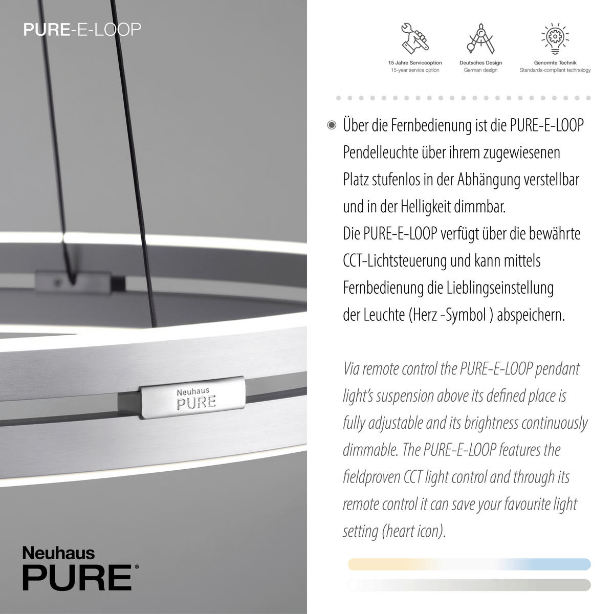 LED-HÄNGELEUCHTE 69,5/69,5/350 cm  - Alufarben, Design, Kunststoff/Metall (69,5/69,5/350cm) - Neuhaus PURE