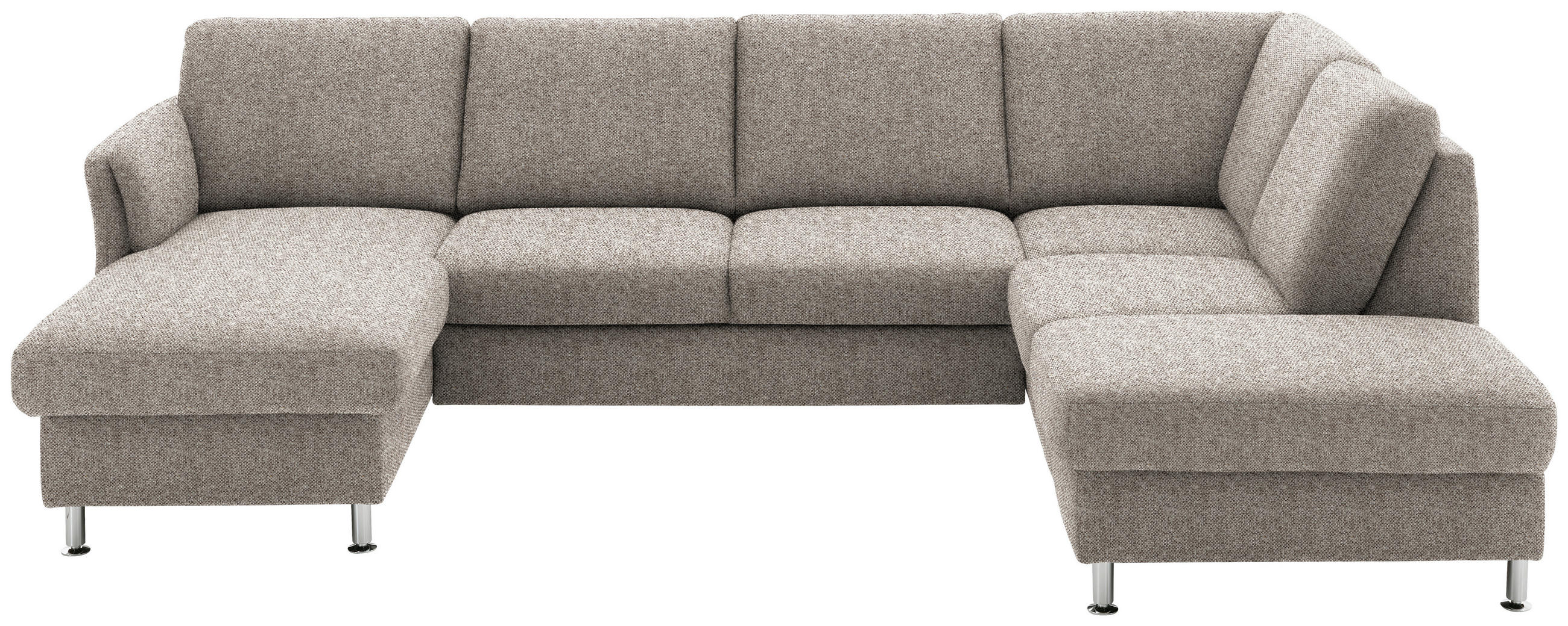 WOHNLANDSCHAFT in Flachgewebe Graubraun  - Chromfarben/Graubraun, Konventionell, Textil/Metall (168/305/200cm) - Beldomo System
